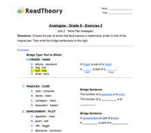 Analogies - Word Pair Analogies - Grade 9 - Exercise 2