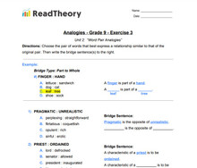 Analogies - Word Pair Analogies - Grade 9 - Exercise 3