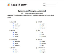 Synonyms and Antonyms - Antonyms - Grade 2 - Exercise 2