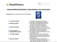 Matching - Advanced - Organ Systems of the Human Body