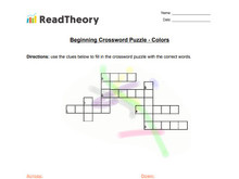 Crossword Puzzle - Beginner - Colors