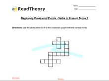 Crossword Puzzle - Beginner - Verbs in Present Tense 1