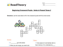 Crossword Puzzle - Beginner - Verbs in Present Tense 2
