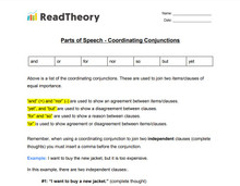 Parts of Speech - Conjunctions - Coordinating Conjunctions