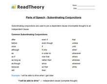 Parts of Speech - Conjunctions - Subordinating Conjunctions
