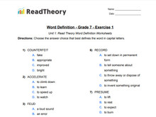 Word Definition - Grade 7 - Exercise 1