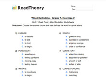 Word Definition - Grade 7 - Exercise 2