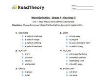 Word Definition - Grade 7 - Exercise 3