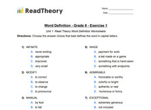 Word Definition - Grade 8 - Exercise 1