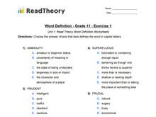 Word Definition - Grade 11 - Exercise 1