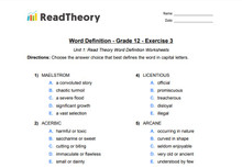 Word Definition - Grade 12 - Exercise 3