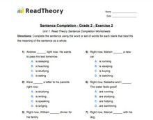 Sentence Completion - General - Grade 2 - Exercise 2