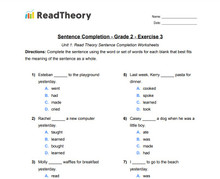 Sentence Completion - General - Grade 10 - Exercise 3 - Read Theory  Workbooks