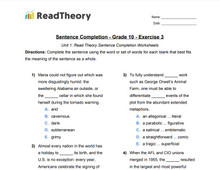 Sentence Completion - General - Grade 10 - Exercise 3