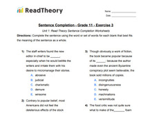 Sentence Completion - General - Grade 11 - Exercise 3