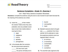 Sentence Completion - General - Grade 12 - Exercise 1