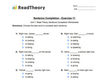Sentence Completion - Low Beginning Level - Exercise 11