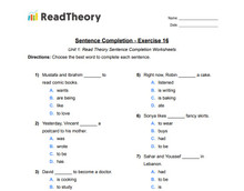 Sentence Completion - Low Beginning Level - Exercise 16