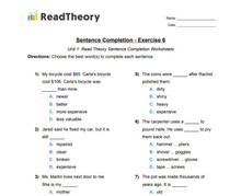 Sentence Completion - High Beginning Level - Exercise 6