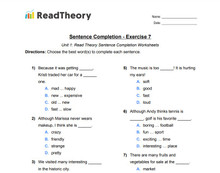 Sentence Completion - High Beginning Level - Exercise 7