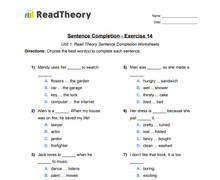 Sentence Completion - High Beginning Level - Exercise 14