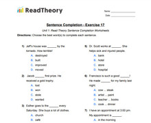 Sentence Completion - High Beginning Level - Exercise 17