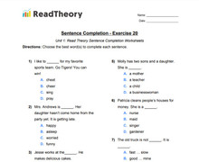 Sentence Completion - High Beginning Level - Exercise 20