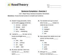 Sentence Completion - Low Intermediate Level - Exercise 1