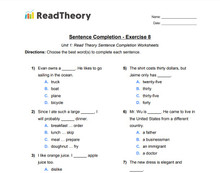 Sentence Completion - Low Intermediate Level - Exercise 8