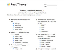Sentence Completion - Low Intermediate Level - Exercise 12