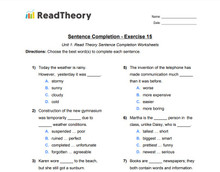 Sentence Completion - Low Intermediate Level - Exercise 15