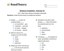 Sentence Completion - Low Intermediate Level - Exercise 18
