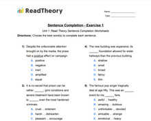 Sentence Completion - High Intermediate Level - Exercise 1