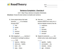 Sentence Completion - High Intermediate Level - Exercise 4
