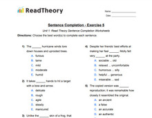 Sentence Completion - High Intermediate Level - Exercise 5