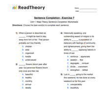 Sentence Completion - High Intermediate Level - Exercise 7