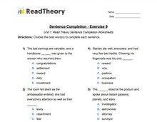Sentence Completion - High Intermediate Level - Exercise 9