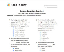 Sentence Completion - High Intermediate Level - Exercise 11
