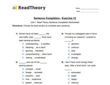 Sentence Completion - High Intermediate Level - Exercise 12