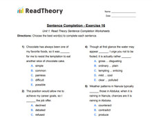 Sentence Completion - High Intermediate Level - Exercise 16