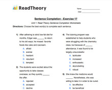 Sentence Completion - High Intermediate Level - Exercise 17