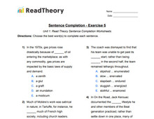 Sentence Completion - Low Advanced (SAT) Level - Exercise 5