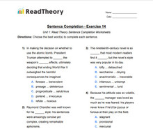 Sentence Completion - Low Advanced (SAT) Level - Exercise 14