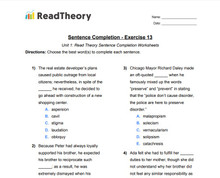 Sentence Completion - High Advanced (GRE) Level - Exercise 13