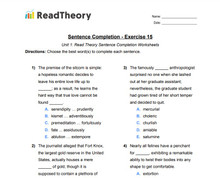 Sentence Completion - High Advanced (GRE) Level - Exercise 15