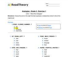 Analogies - Word Pair Analogies - Grade 2 - Exercise 1