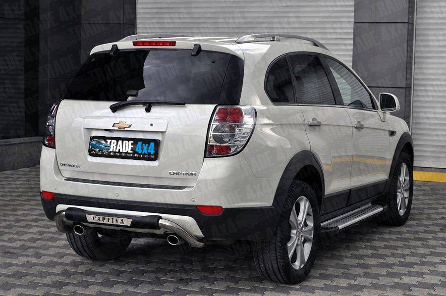 Our Chevrolet Captiva Rear Step Bar, Bumper protection bars are a great Captiva Styling Accessory made from chrome look hand polished Stainless Steel tube. Buy online at Trade 4x4 Accessories