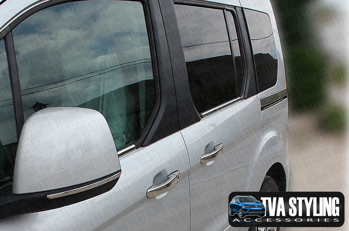 These chrome Ford Connect side windows lower edge covers are an excellent accessory for your van. Buy online at TVA Styling.