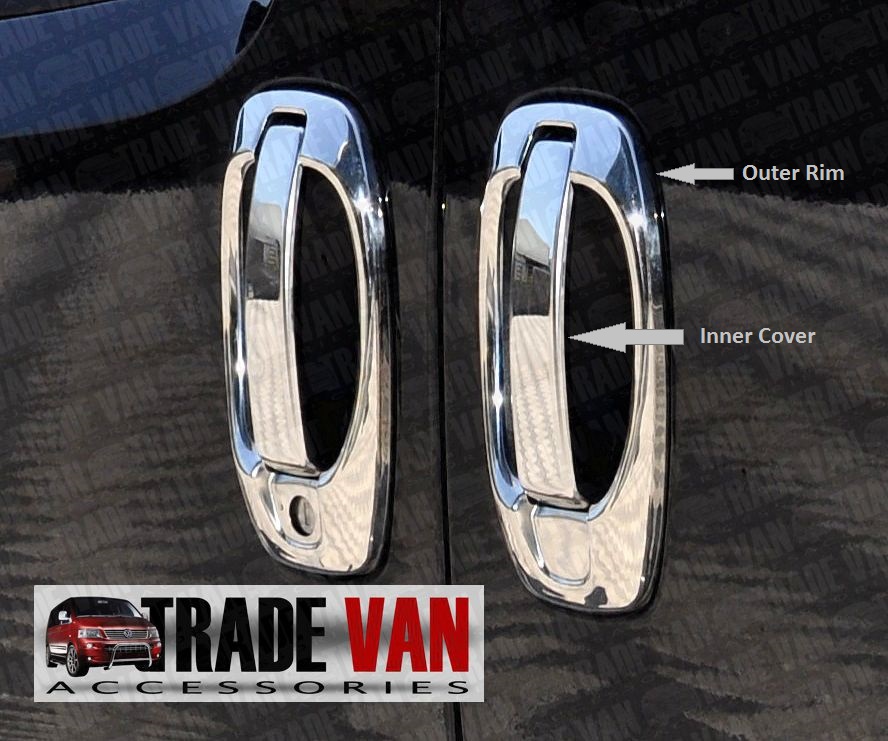 Our Citroen Nemo Door Handle Covers Stainless Steel are made from chrome look hand polished Stainless Steel. Buy online at Trade Van Accessories.