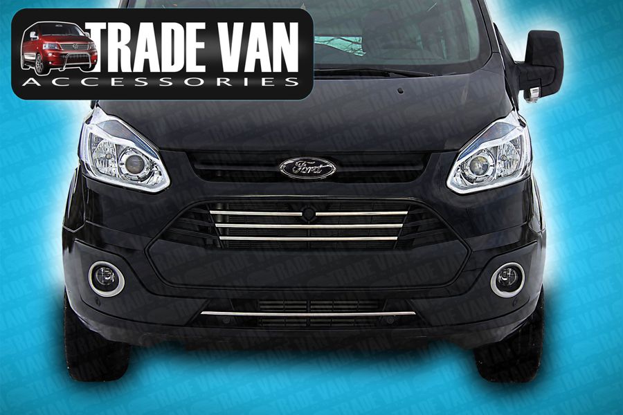 Our Transit Custom front Radiator Bumper Grille Fin Covers are a great front styling accessory upgrade for your for custom and Torneo people carrier. Buy your Ford Styling Accessories online at Trade Van Accessories